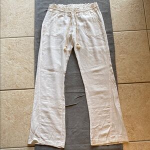 Roxy White Linen Drawstring Pants